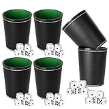 Schocken Set 6 Stück Würfelbecher Leder mit 36 Schocken,Knobelbecher Leder für Bar-Party Würfelspiele