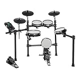Fame DD-6600 E-Drum Set, Elektronisches Schlagzeug-Set mit 408 Sounds, Dual Zone Snare Pad 10“, Kick Pad 8“, Aux-Eingang, MIDI, Drumsticks, Effekten und Double Bass, E-Schlagzeug, Schwarz