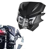 JFG RACING Motorrad Scheinwerfer,Motorrad Lichtmaske Verkleidung Maske Tagfahrlicht Scheinwerfer Wasserdicht für KX KLR KLX 125 140 250 300 450 650 Dirt Pit Bike Dual Sport Enduro-Schwarz