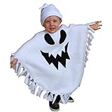 MINASAN Kleinkind Kinder Baby Mädchen Junge Halloween Kostüm Geist Umhang Poncho Robe Cape Hut Decke Cosplay Kleidung (Weiß, 4-5 Jahre)
