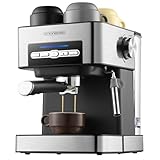 Steinborg® Espressomaschine Siebträger Siebträgermaschine Cappuccino Maschine Edelstahl Professionelle Kaffeemaschine Espresso 1,6 Liter Wassertank 15 Bar Espressoautomat