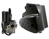 2EXTREME Vergaser + Luftfiltter kompatibel für Peugeot Speedfight 1, 2 AC, LC, TKR, Elystar, Trekker 50
