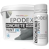EPODEX 2K Betonfarbe, Bodenfarbe für Epoxidharz Bodenbeschichtung, Garagenbodenbeschichtung, Wasserfest, Keller, Garage, Werkstatt, Innen- und überdachter Außenbereich, 1.8kg - 7m² für 2 Anstriche
