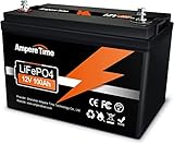 Ampere Time LiFePO4 12V 100Ah Batterie, Built-in 100A BMS Max 1280W Ausgangleistung, 4000-15000 Zyklen Lithium Batterie Perfekt für Wohnmobile Solarbatterie Marine Überland Off-Grid-System