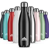 Mont-Clair Trinkflasche Edelstahl - Thermosflasche - BPA-freie - Water Bottle, Edelstahl trinkflasche 500ml - 24h Kalt & 12h Warm - Trinkflasche Auslaufsicher - Schwarz