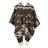 LATITUDE ZERO Poncho aus Alpakawolle - Serape | Warmer und weicher Clint Eastwood Poncho | Cowboy - Western - Style, Braun, Einheitsgröße