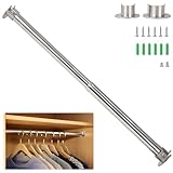 Wardlock Kleiderstange Ausziehbar 34-50CM,Edelstahl Rundrohr Teleskop Garderobenstange für Schrank 1 Set