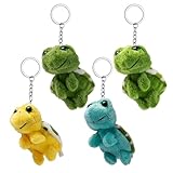 Neikafan Schildkröte Kuscheltier Anhänger 4 Stück Niedlicher Schlüsselanhänger Schildkröte Plüschtier Taschenanhänger, Schlüsselanhänger Travel Turtle Keychain für Männer und Frauen