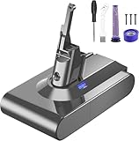 V8 Akku 6000mAh, Powtree Ersatzakku für Dyson SV10 Kompatibel für Dyson V8 Absolute Animal Fluffy Motörhead Exclusive Handstaubsauger (2 Filter + 1 Schraubendreher + 3 Schrauben + 1 Bürste)