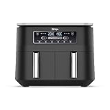 Ninja Foodi Dual Zone Digitale Heißluftfritteuse, 7,6L Air fryer, 2 Fächer, Antihaftbeschichtung, spülmaschinenfeste Körbe, 6-in-1, 4-6 Portionen, Schwarz AF300EU