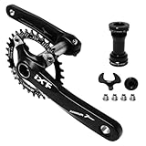 Bromlbe 170 mm Kurbelgarnitur mit 104 BCD 32T/34T/36T/38T Kettenblatt, MTB Fahrrad Kurbel Garnituren mit Tretlager und Single Speed Kettenblatt, Fahrrad Kurbelgarnituren für MTB Rennräder (170mm 38T)