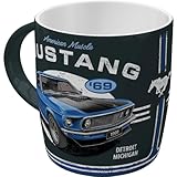 Nostalgic-Art Retro Kaffee-Becher, 330 ml, Ford Mustang – 1969 Mach 1 Blue – Geschenk-Idee für Ford-Zubehör Fans, Original Lizenzprodukt (OLP), Keramik-Tasse, Vintage Design