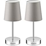 MONZANA® Nachttischlampe 2er Set 32cm Stoff Grau Taupe Anthrazit Weiß Wohnzimmer Schlafzimmer Lampe Leuchte Tischlampe Nachttischleuchte Tischleuchte