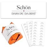 BOOMTOP 56 Aufkleber Schön, dass du da bist Hochzeit Gastgeschenke Sticker Herzchen Rot Pralinenaufkleber für Weihnachten Geburtstag Taufe Kommunion für Küsschen Pralinen Rechteckig 5x1,8cm