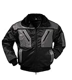 Norway Protection Pilotenjacke Pilot Jacke Arbeitsjacke 4-in-1 Funktion 2-farbig (M, schwarz/grau)