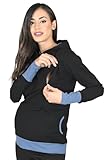 MijaCulture Mija - Umstandsmode / 2in1 Stillpullover & Umstandspullover Stilltop Stillpulli Mona 1035 (M, Schwarz/Jeans)
