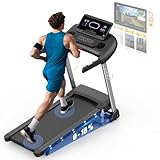 Kitopa Laufband für Zuhause, Treadmill bis 7PS und 20 KM/H(12 MP/H), Profi Große Lauffläche Laufband mit 18 Steigung, Laufbander Klappbar mit interaktivem LCD-Display & Bluetooth, bis 180KG