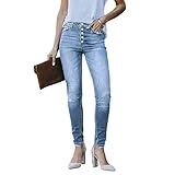 Generic Damen-Jeans, schmal, hohe Taille, klassisch, einreihig, modisch, modisch, bequem, vielseitig, Basic, Bleistift-Denim-Hose S
