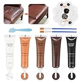 BUDOCI Leder Reparatur Set mit 5 Farben, Braun Mixbar Fiussigleder Reparatur Creme Set Schwarz Leder Repairing kit für Auto Lederlenkrad Sofa Jacke Geldbörse Gürtel Schuhe Kunstleder Kratzer Risse