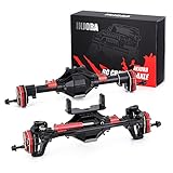 INJORA Crawler Achse RC Vorderachse und Hinterachse Rock Achse Maschine für 1:10 RC Crawler Axial SCX10 & SCX10 II 90046 90047 (Schwarz & Rot)