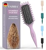FABIHA® ??????? Lockenbürste - Curly Hair Brush - Bio Haarbürste ohne ziepen - Wildschweinborsten Bürste - Die Originale 3-in-1-Stylingbürste für trendige Lockenfrisuren (Lilac)
