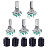 WayinTop 5 Set 360 Grad Rotary Encoder Modul EC11 Digital Potentiometer Drehgeber Drehwinkelgeber 5 Pin mit Schalter und Drehknopf für Automobilelektronik Multimedia-Audio