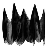 Goldyida 215 * 800cm Halloween Gruselige Tuch Halloween Dekoration Gaze Halloween Gruselige Tuch Horror Stoff Deko Halloween Dekorationen Gruseliger Stoff für Halloween Party (Schwarz)