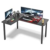 EUREKA ERGONOMIC Gaming Schreibtisch L60 Eckschreibtisch Büro Schreibtisch L-förmige Computertisch Groß Computerecktisch 155×110 cm Gamer Tisch Schwarz Links