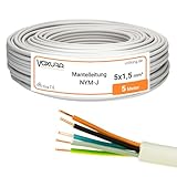 NYM-J 5x1,5 mm² 5m Ring Mantelleitung Installationskabel Stromkabel Feuchtraumkabel Kupfer