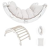 MAMOI® Kletter-Dreieck | Holz Klettergerüst Indoor | Kletterbogen mit Matte | Regenbogenwippe Holz | 100% ECO | Made in EU