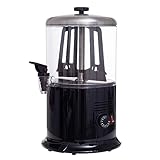 Allpax Kakaodispenser, Getränkespender mit Zapfhahn aus Kunststoff, 6 l Heißgetränkespender für Trinkschokolade, Tee, Milch, Glühwein und mehr, bis 90 °C, 1200 W, schwarz/silber