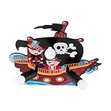 EGLO Deckenlampe San Carlo, 3 flammige Kinderzimmer Piraten-Lampe, Deckenleuchte Kinder aus Holz in Bunt und Metall in Schwarz, E27 Fassung