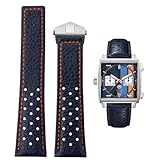 TAG Heuer Leder Uhrenarmband 22mm - Echtleder mit Blauen Schwarz Armband für Carrera, Aquaracer, Monaco Serie