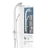 SCHÜTTE MADAGASKAR Regendusche mit Handbrause, Duschsystem in weiß mit praktischer Ablage und Wandhalterung, Duschset für Duscharmaturen, 120 cm