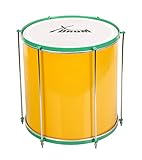 XDrum SSD-1616 Surdo Samba Trommel - brasilianische Basstrommel - Kessel aus Aluminium - 6 Stimmschrauben - Größe: 16" x 16" - gelb-grün