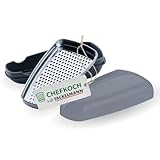 Chefkoch trifft Fackelmann Parmesanreibe mit Behälter – Edelstahlklinge, 2in1 Reiben & Aufbewahren, spülmaschinengeeignet