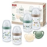 NUK for Nature Perfect Start Set Babyflasche und Schnuller | 0−6 Monate | 100 % natürliche Rohstoffe | 4 x Flaschen (150 ml + 260 ml) | 2 x Schnuller aus Silikon | BPA-frei | 6 Stück