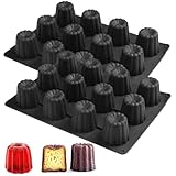 YXHZVON 2 Stück Mulden Mini Cannelé Silikonform, 12 Hohlräume Silikon Schokoladenformen, Muffins Backform für CanneléS Muffin Pudding Cupcake Brot (Schwarz)