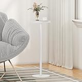 TUTOTAK TB01BW065 Beistelltisch, hoch, runder Beistelltisch, kleiner Beistelltisch, Getränketisch, Standtisch, Wohnzimmer, Weiß