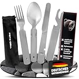 Camping Besteckset BUND Braunbär Doppelpack Essbesteck Bundeswehr für Camping Besteckset Outdoor Edelstahl