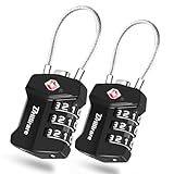 2 Stück TSA-zugelassene Gepäckschlösser, Kombinations-Reise-Kabel-Vorhängeschloss, Legierung, Metall, 3-stelliges wasserdichtes Schloss, TSA-akzeptiert, schlüssellos, rücksetzbares Schloss für