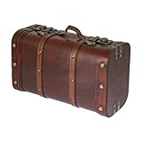 HMF 6412-140 Schatztruhe aus Holz, Vintage Koffer | 40 x 23,5 x 16,5 cm | Groß | Peru