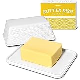 Praknu Butterdose Keramik Weiß für alle gängigen Butter (250g) - Hält Butter länger frisch - Spülmaschinengeeignet