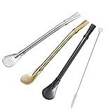 3 Pack bombilla yerba mate tee zubehör, Wiederverwendbare Bunte Edelstahl strohhalm löffel, mate becher Rühren Filter- Perfekt für Tee, Kaffee und Cocktails