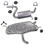 BESTPRICE Auspuff Schalldämpfer Set 1x Mittelschalldämpfer, 1x Endschalldämpfer, mit Montagematerial Kompatibel mit VW GOLF PLUS V (5M1, 521), GOLF 5 (1K1)