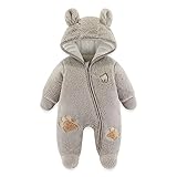 Baby Schneeanzüge Winter Overall mit Kapuze Fleece Strampler Mädchen Jungen Warm Outfits- Gr. 0-3 Monate (59 cm), Gelb