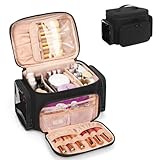 Kosmetiktasche Groß, Reise Make Up Tasche Damen Schminktasche mit Pinselhalter Fach, Portable Makeup Bag Cosmetic Organizer
