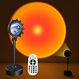 Sunset Lamp Projection mit 16 Farben Dimmbar 4 Modi,Geschenk für Sie,Sunset Lampe Light,Sonnenuntergang Lampe 360° Drehbar mit Fernbedienung für Atmosphäre/Fotografie