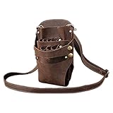 Scherentasche Leder, Aolaso Friseurtasche Scherenholster Werkzeugtasche Barber Salon mit Schultergurt Kämme Clips Vintage Echtes Rindsleder (Dunkelbraun)