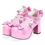 BB BEROBELLO FASHION IS AN ATTITUDE Japanische Lolita Party Schuhe Plateau Heels Riemchen Damen Pumps, Pl Pink, 38 EU